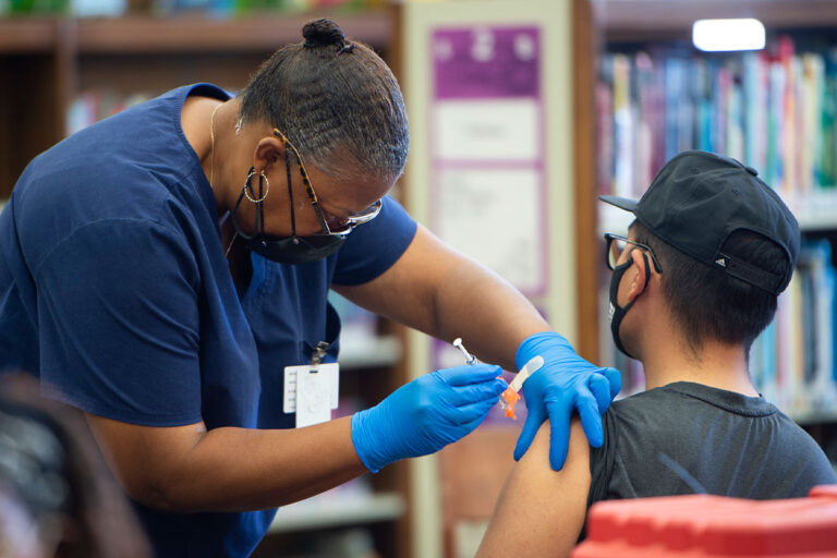 child getting a flu shot